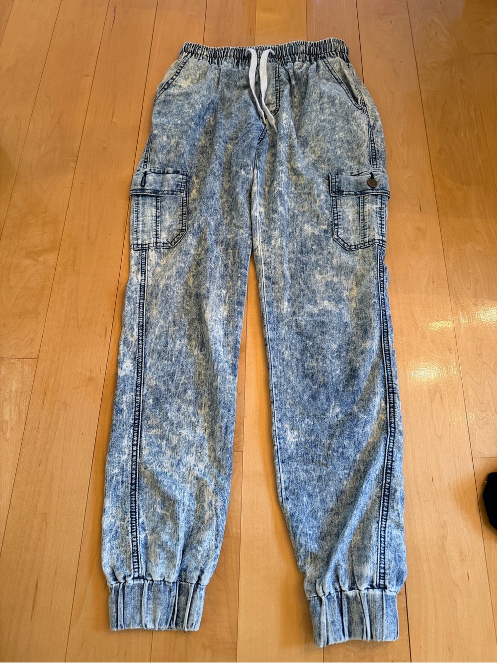 Vintage Roma Acid Wash Light Blue Cargo Jogger Jeans